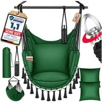 KESSER Hängesessel, Hängestuhl mit Kissen, Getränkehalter & Bücherfach belastbar bis 150kg