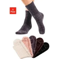 Lavana Kuschelsocken Flauschige, Kuschel Schlafsocken, Haussocken (Packung, 5-Paar) Bettsocken aus weichem, leicht glänzendem Chenillegarn