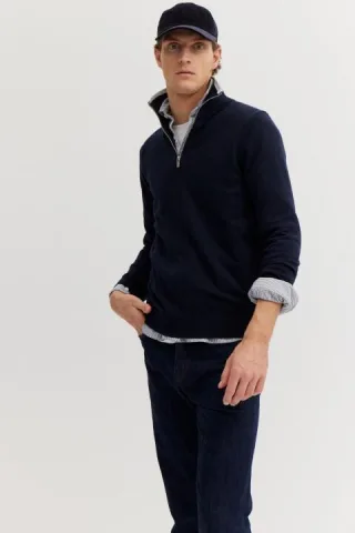 BASEFIELD - Zip Troyer Pullover night blue - Gr. - XXL