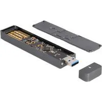Externes Gehäuse M.2 NVMe PCle SSD, SATA SSD, Laufwerksgehäuse grau, mit USB Typ A-Stecker