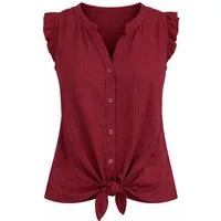 ITALY VIBES Rüschenbluse - Rüschentop Damen - elegantes Blusentop - Viskose - Weinrot ONE SIZE / passend für Größe S - L