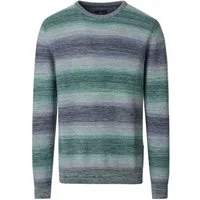 CASAMODA Rundhalspullover CASAMODA Herren Strickpullover Rundhals Regular Grün gestreift