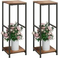 BlingBin Blumenhocker Pflanzenständer Metall Holz 81 cm – 2 Ebenen Blumenständer Eckregal (2er Set, 2 St., 2 x Pflanzenständer), Blumentopfhalter für Ecken, Wohnzimmer, Terrasse, Balkon, Garten,Küche