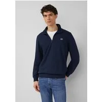 s.Oliver Sweatshirt Sweatshirt Sweatshirt mit Troyer-Kragen und Logo-Patch