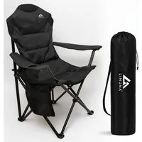 LINUMA Campingstuhl faltbar mit extra großem Getränkehalter, stabiler Klappstuhl schwarz (1 St), Faltbarer Campingstuhl mit XL-Getränkehalter für Festival & Outdoor