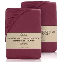 NatureMark Spannbettlaken gebürstete Mikrofaser Spannbettlaken 2er-Pack, Polyester, Gummizug: rundum, (2 Stück), viele Größen / Farben Markenware 90x200cm, 2er-Pack, Bordeaux rot
