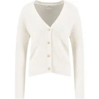 FYNCH-HATTON Strickjacke weiß,Casual,Baumwolle,Unifarben,V-Ausschnitt,Lang,Casual Fit