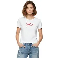 Banco T-Shirt Damen Shirt Basic Top Sommer Rundhals Smile hochwertiger Print