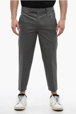 Chinohose aus Baumwollmischung mit elastischen Bündchen in Grau