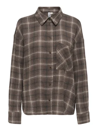 ONLY - ONLFAJAN L/S CHECK SHIRT WVN Chocolate Martini - Gr. - M