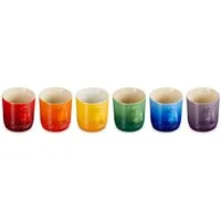 LE CREUSET Cappuccinotasse Regenbogen-Set mit 6 Tassen, 200 ml, Steinzeug, 79114205219030
