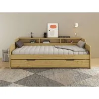 OTTO home Daybett "REETE1", Stauraum, Funktionsbett, Kinderbett, inklusive Schubkasten, mit Regalen, FSC® zertifiziertes Massivholz (Kiefer), Landhausstil