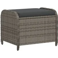 vidaXL Hocker Gartenhocker mit Kissen Grau 58x46x46 cm Poly Rattan (1 St)