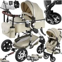 tectake Kombi-Kinderwagen Mats, klappbar, mit 5-Punkt-Gurt, Schutzbügel und Handschlaufe