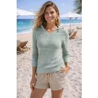 KangaROOS Ajourpullover aus Baumwolle, mit V-Ausschnitt, bequeme Passform, Langarm