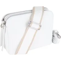 MIRROSI Schultertasche aus Echtleder, hergestellt in Italien, mit 2 Riemen (ca.24x18x9cm), Umhängetasche, Crossbody Bag, verstellbaren Schulterriemen