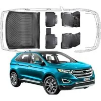 Trimak Auto-Fußmatte Oder Kofferraumwanne Oder Set kompatibel mit Ford Edge, Ford Edge 2016-2021 Gummimatten Auto & Kofferraummatte TPE