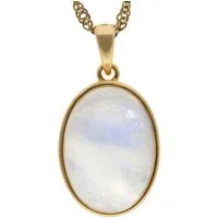 Lebensquelle Plus Kettenanhänger Regenbogen- Mondstein Anhänger (oval) in vergoldetem Silber gefasst
