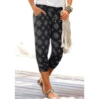 LASCANA Strandcapri aus luftig-leichter Viskose mit Raffung am Bein mit Alloverdruck, 3/4-Hose, luftige Caprihose, Sommerhose, Schlupfhose