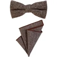 DonDon Fliege DonDon Herren Fliege und Einstecktuch aus Baumwolle (Packung, 2-St., 1x Herrenfliege und 1x Einstecktuch) bereits gebunden, Tweed-Look, 2er Set