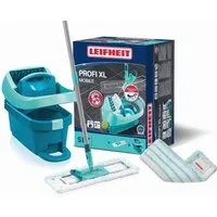 Leifheit Wischmopp Set Wischtuchpresse Profi XL Mobile mit 2x Ersatzbezug micro duo, (5-St), Waschbarer Bezug, Wischbreite 42cm, mit Rollen, 360° Drehgelenk