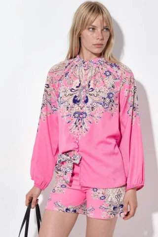 Paisley-gewebter Playsuit mit Bindungsdetail