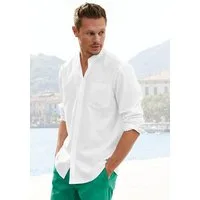 H.I.S Langarmhemd Regular Fit, Stehkragenhemd mit Brusttasche, reine Baumwolle