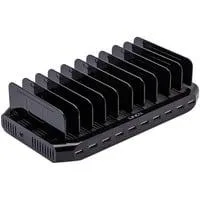 10 Port USB-Ladestation, 10x USB-A schwarz, gleichzeitiges Laden von bis zu 10 Tablets / Smartphones