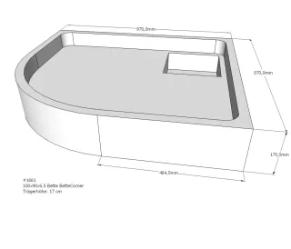 Neuesbad Wannenträger für Bette Corner 100x90x6,5 Viertelkreis SD22744