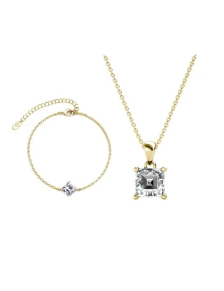 Einfaches quadratisches Handschellen-Set - Gold und Kristall
