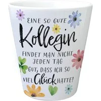 speecheese Blumentopf Blüten und Blätter Blumentopf mit Spruch Glück gehabt toller Kollegin