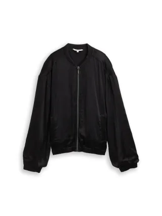 Tom Tailor - Oversize Satin Bomber Jacke deep black - Gr. - 38