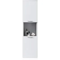 SONNI Hochschrank Badezimmerschrank Hochschrank Bad Badezimmermöbel Badschrank schmal Hochglanz Grau/Weiss 30cm breit hängend