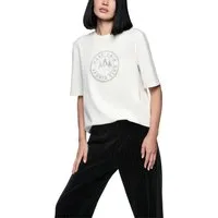 Marc Cain T-Shirt Ski is the Limit Premium Damenmode mit Hotfix-Motiv mit Strasssteinen auf der Brust