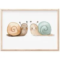 Pipapier Poster Kinderposter "Schnecken", Kinderzimmerbild, Poster fürs Kinderzimmer, erhältlich in DIN A4 oder A3