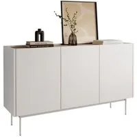Compleo Kommode dreitürig, Tischplatte- Eiche Linea, Füße aus Metall (ZOTI), skandinavisches Design