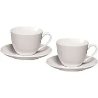 Ritzenhoff & Breker Cappuccinotasse Bianco, 2-tlg., Porzellan, 300 ml, 2 Tassen/ Untertassen, spülmaschinengeeignet