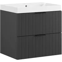 welltime Waschtisch HARMONY mit Waschbecken, Breite 60 oder 80cm, modernes Design, Schrank mit 2 Schubladen, Soft-Close-Function, Paneeloptik