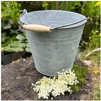 Antikas Gartenpflege-Set Wassereimer, Blecheimer als Garteneimer, Aschekübel in Altzink