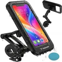 Trizand Handy-Halterung Fahrrad-Handyhalter Rollerhalterung, (bis 6,9 Zoll, Spar-Set, 1-tlg., wetterfest, perfekt an jeden Standard-Lenker mit 22-28 mm)