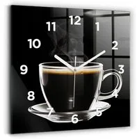 Tulup Wanduhr Glasuhr Kaffee Rechteckige Uhr aus Gehärtetem Glas Glaswanduhr