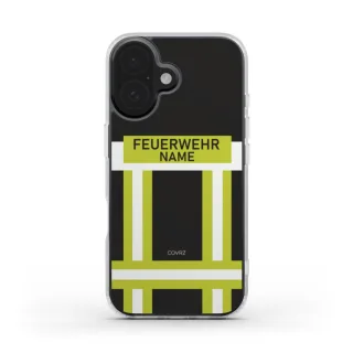 Handyhülle COVRZ | Feuerwehr | Clear Case | Schwarz | Personalisierbar | MagSafe®-fähig | iPhone 16 15 14 13 Plus Pro Max, Samsung Galaxy S25 uvm. Nein iPhone 16 Ohne