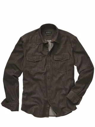 Mey & Edlich Herren Western-Stadt-Hemd Braun 100 % Baumwolle