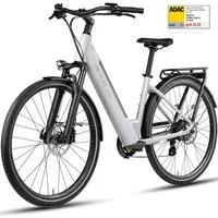 DERUIZ E-Bike Cityrad 28 Zoll, 161km, Drehmomentsensor, Elektrofahrrad für Damen und Herren, 8 Gang SHIMANO Altus RD-M310 Schaltwerk, Kettenschaltung, Heckmotor, 644 Wh, (Federgabel mit Lockout, Farb-LCD-Display, Aluminium-Schutzbleche), 5 Stufen, An