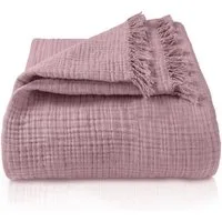 Laynenburg Tagesdecke Musselin mit Fransen aus 100% Baumwolle – Baumwolldecke, Wohndecke als Sommerdecke, Bett-Überwurf, Sofa-Decke, Kuscheldecke