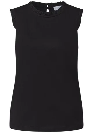 Street One - Top mit Rüschenkragen schwarz - Gr. - 34