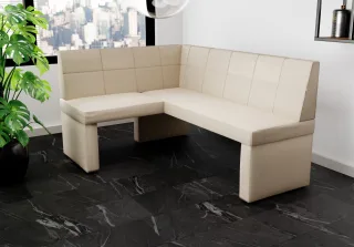 Eckbank Bank Küchenbank 168x128 cm BLAKE R Stoff Soro Creme
