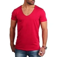 Young & Rich T-Shirt Herren Uni Basic extra tiefer Ausschnitt Unterziehshirt 1315 V-Ausschnitt unifarben kurzarm slim fit