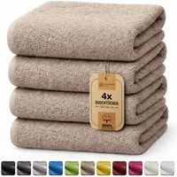 NatureMark Duschtuch 4er-Sparpack Frottier Duschtücher 70x140cm, 100% Baumwolle (4-St), Duschhandtuch 70x140cm Sand