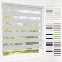 Doppelrollo Ohne Bohren, Weiß/Beige/Anthrazit, OUBO, freihängend, verspannt, Klemmfix, Klemmträger, Lichtschutz schnelle und einfache Montage mit beiliegendem